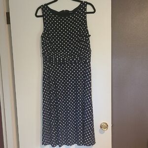 Chaps Black and White Polka Dot Midi Dress